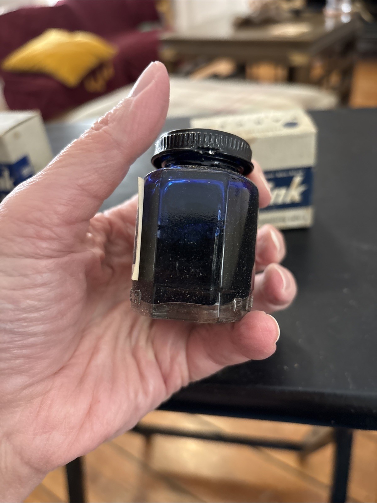 2 Parker Quink Vintage Blue Black & Royal Blue Fountain Pen Ink NOS Full New 50s