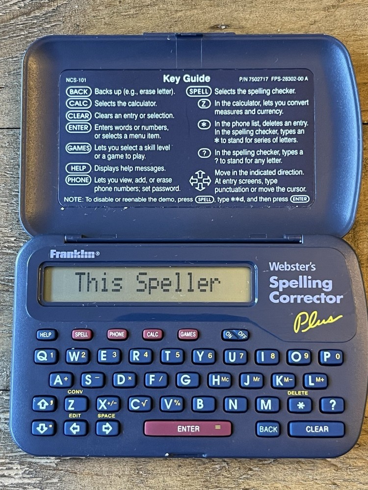 FRANKLIN NCS-101 WEBSTER'S SPELLING CORRECTOR SPELL CHECK ROLODEX DATABANK