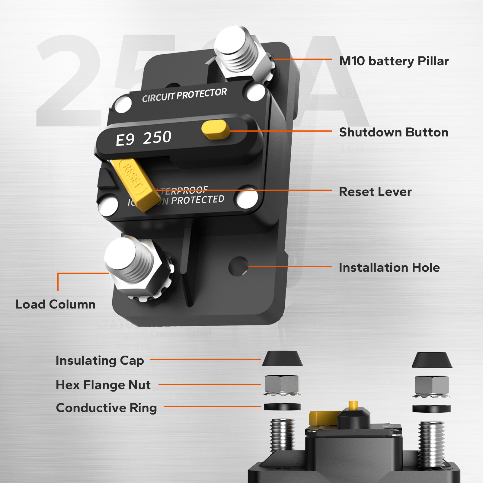 LiTime 250A Switchable Circuit Breaker for LiFePO4 Battery Easy to Install