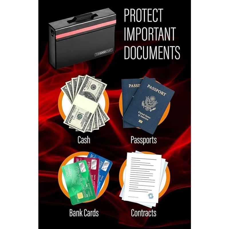 The Good Stuff Fireproof Black File/Box Documents Valuables 2000℉