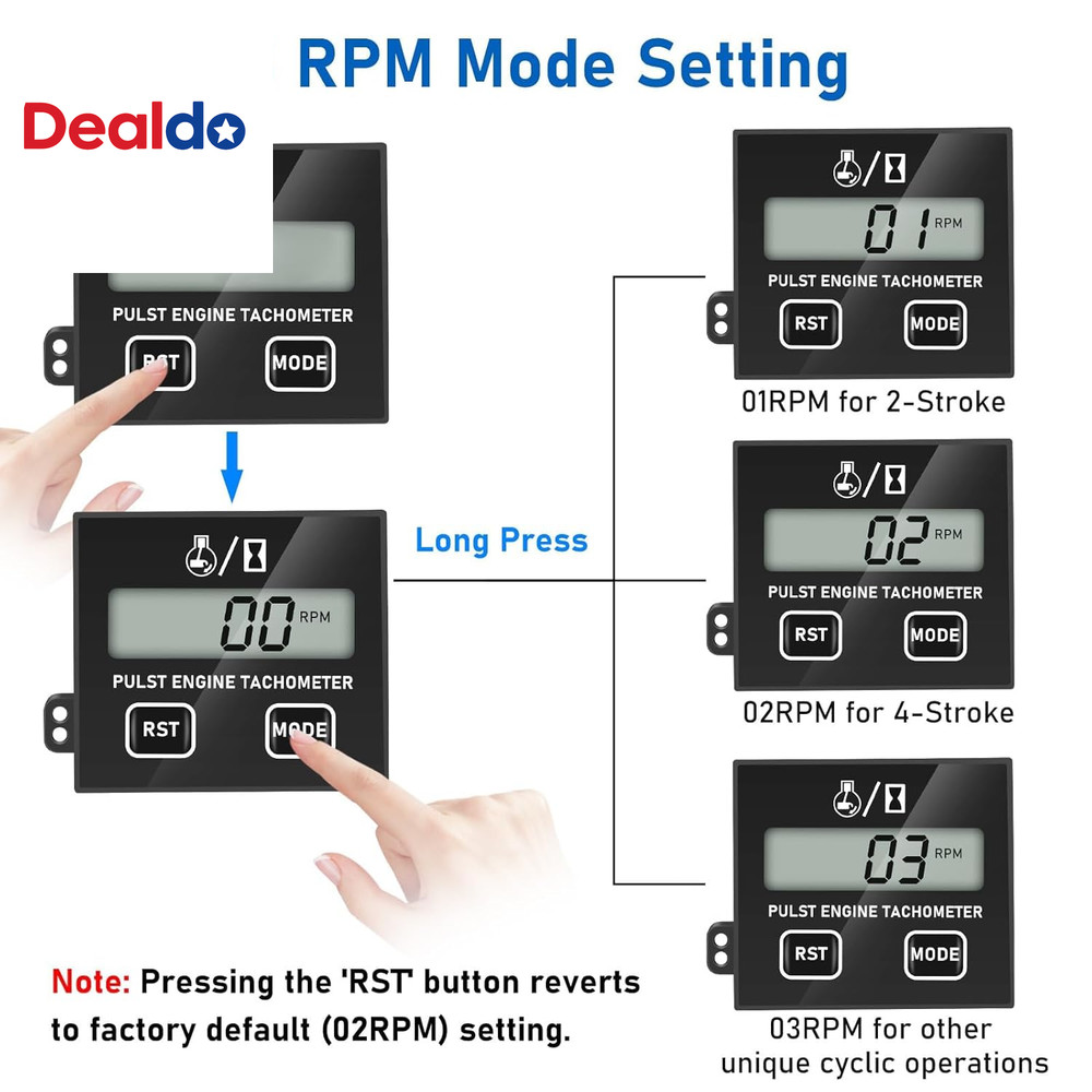 Small Engine Tachometer, Digital Tachometer Tach Gauge Reset Function Equipped w