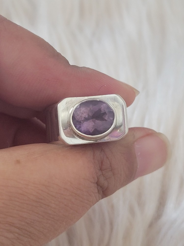 925 solid Sterling Silver & amethyst handmade ring size 6