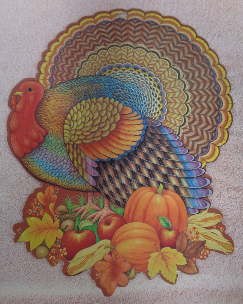 2 Thanksgiving Turkey Diecut Decorations - Double-Sided