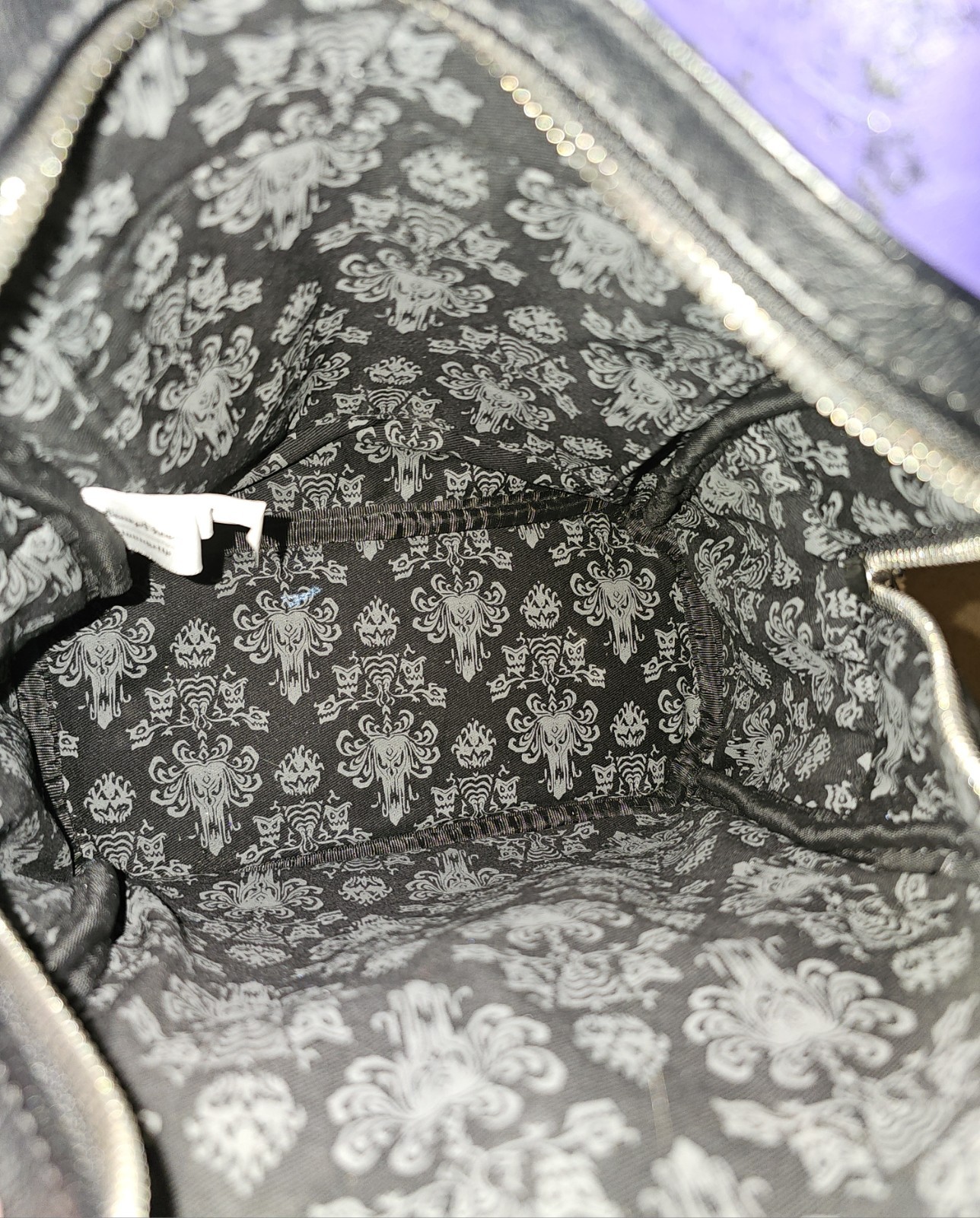 Loungefly Disney Parks Haunted Mansion Purple Wallpaper Mini Backpack ❤️ Logo