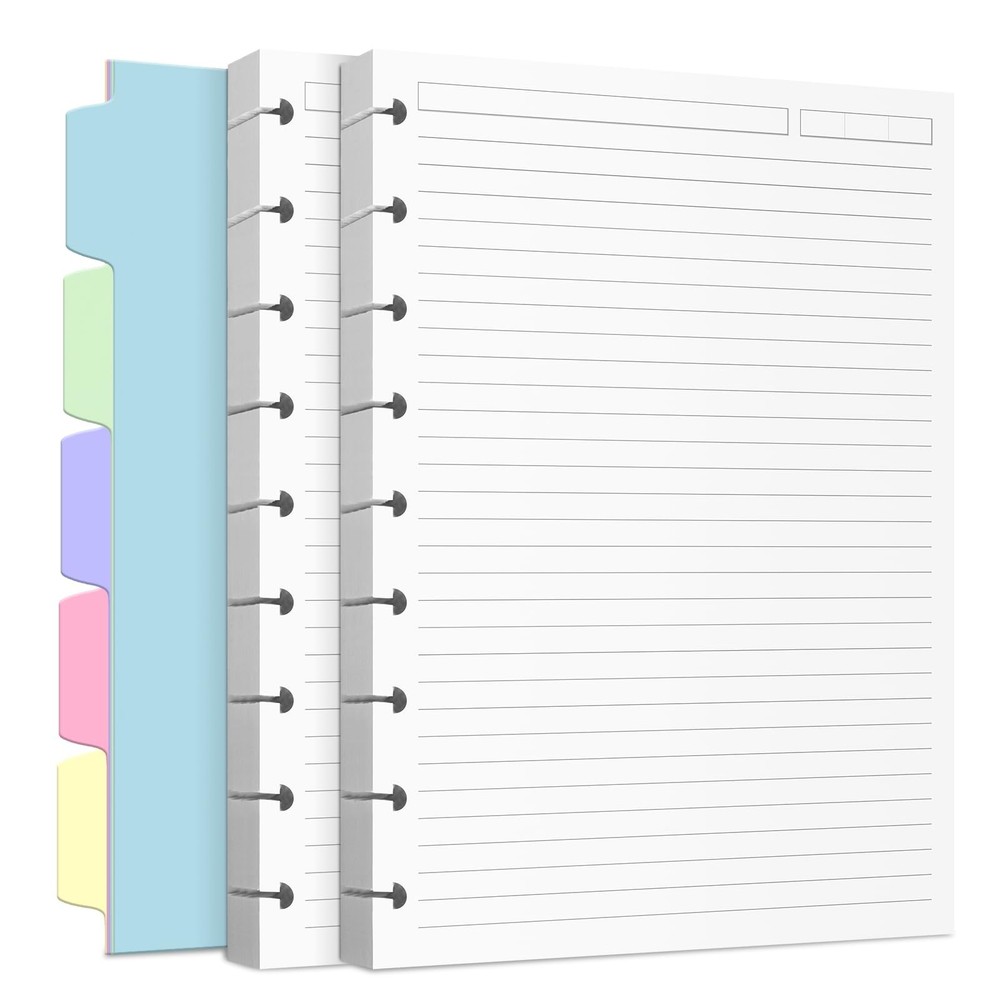 Discbound Refill Paper, Classic Size (7" x 9.25") Disc Paper Refill for Note-...