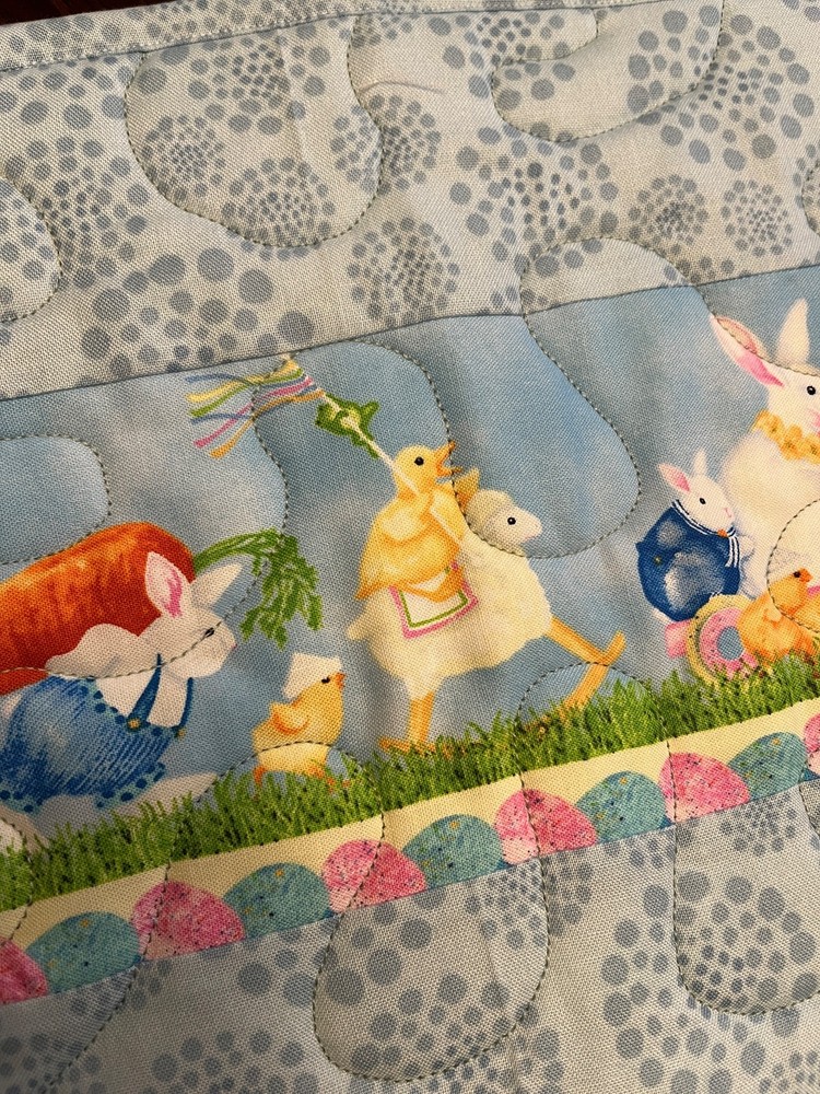 Handcrafted-Quilted Table Runner -Easter Eggs, Bunnies & Chicks NEW 2/2026