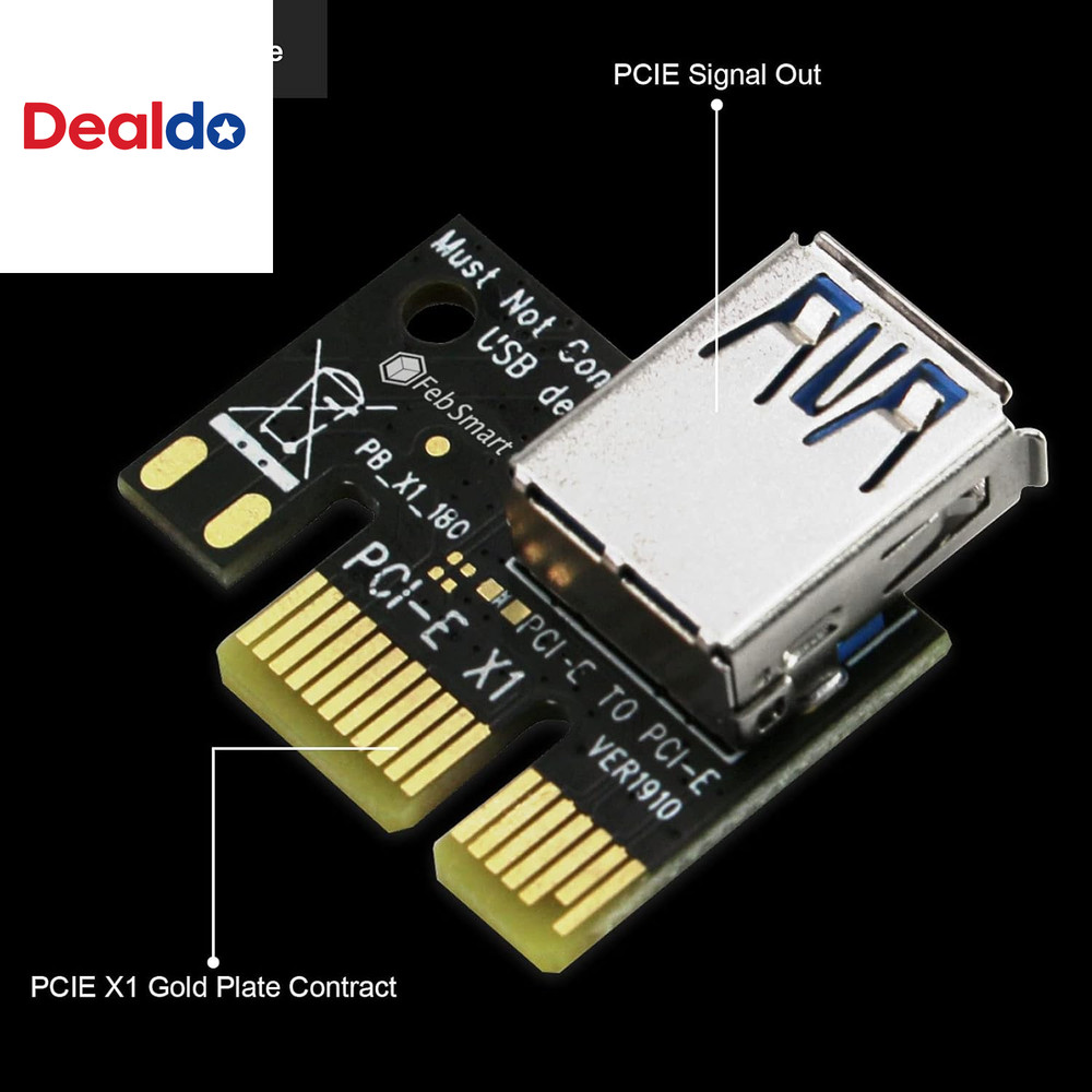 GPU Riser for Ethereum Mining Rigs, PCIE Risers for ETH Mining Rigs, 6PCS Black