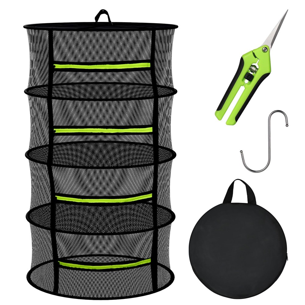 Herb Drying Rack Hanging-4 Layer, Plant Drying Rack, Bud Drying Net,Foldable ...