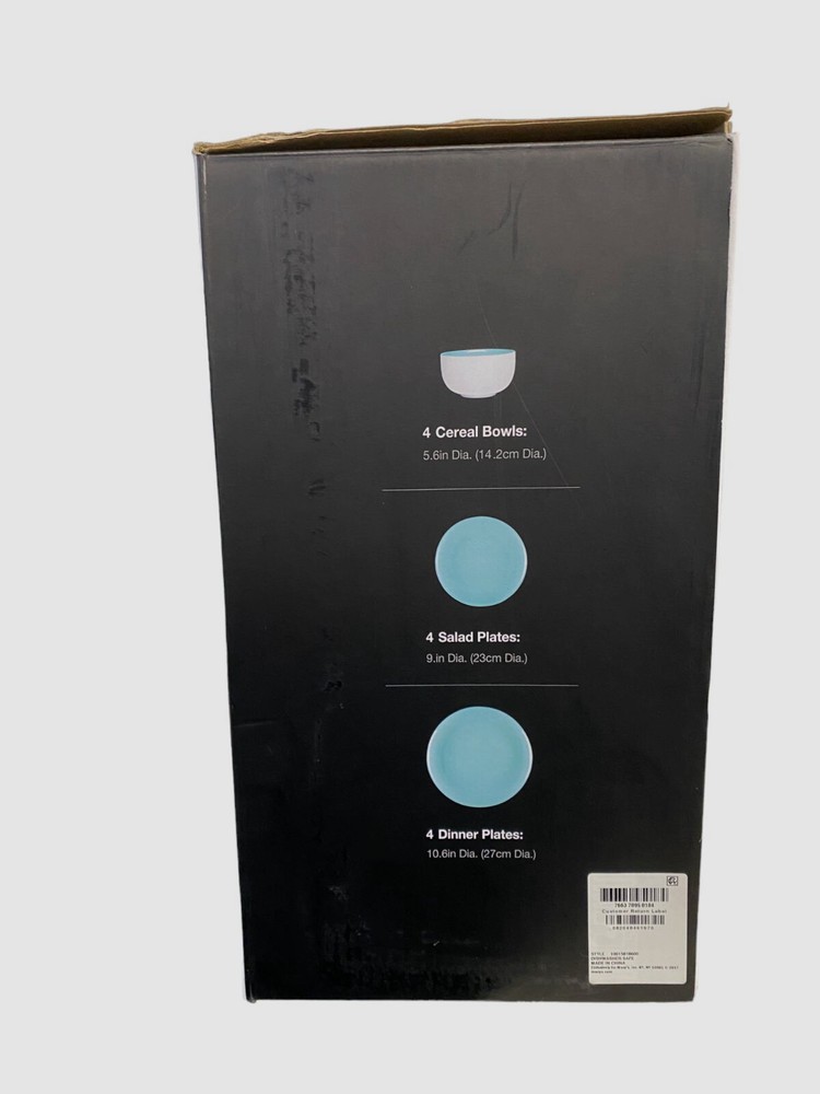 $167 The Cellar Teal 12-Piece Dinnerware Set