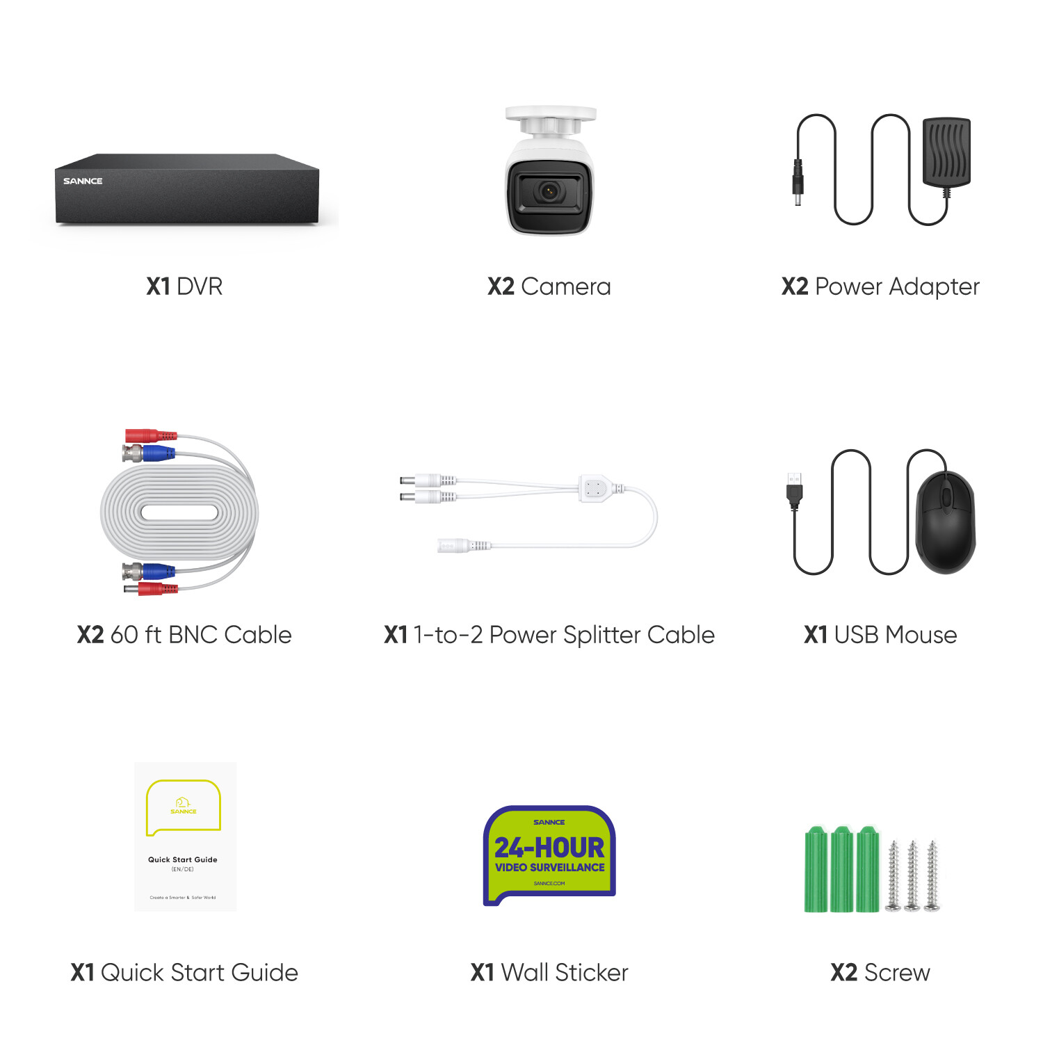 SANNCE 8CH DVR 1080P CCTV Outdoor Security Camera System Human Detection H.265+