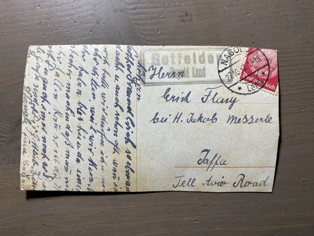 Old Postcard From Germany To Palestine 1932