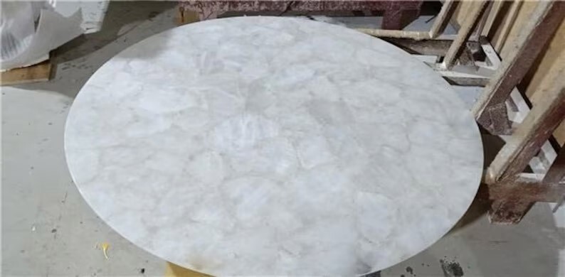 18"x18" Agate Corner Side Table Top, Quartz Agate Round Table, Agate Sofa Table