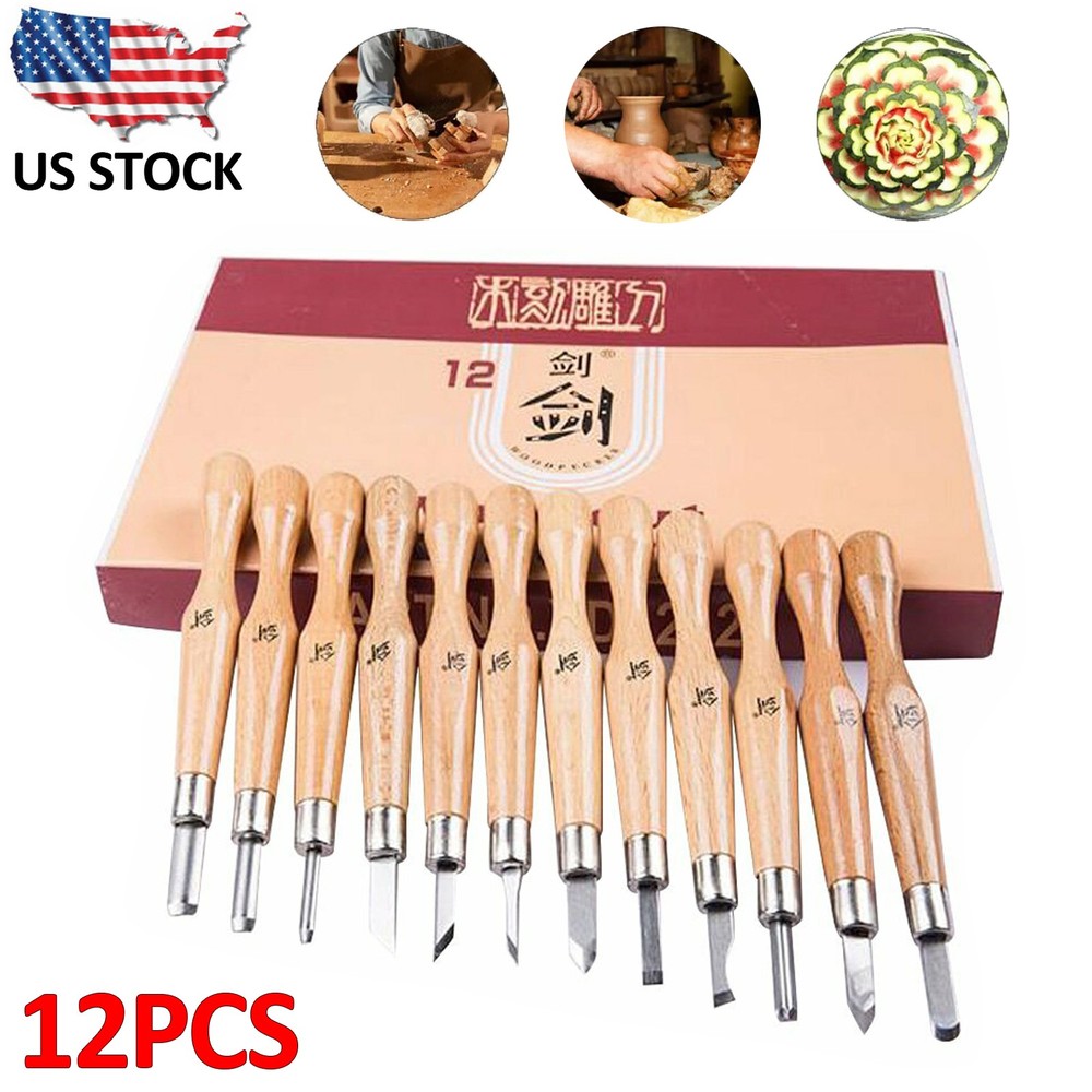 Wood Carving Hand Chisel Tool Set 12 Piece Professional Woodworking Gouges Tools
