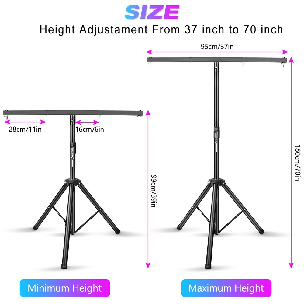 Adjustable Stage Light Bracket Support Tripod Stand with Removable Crossbar