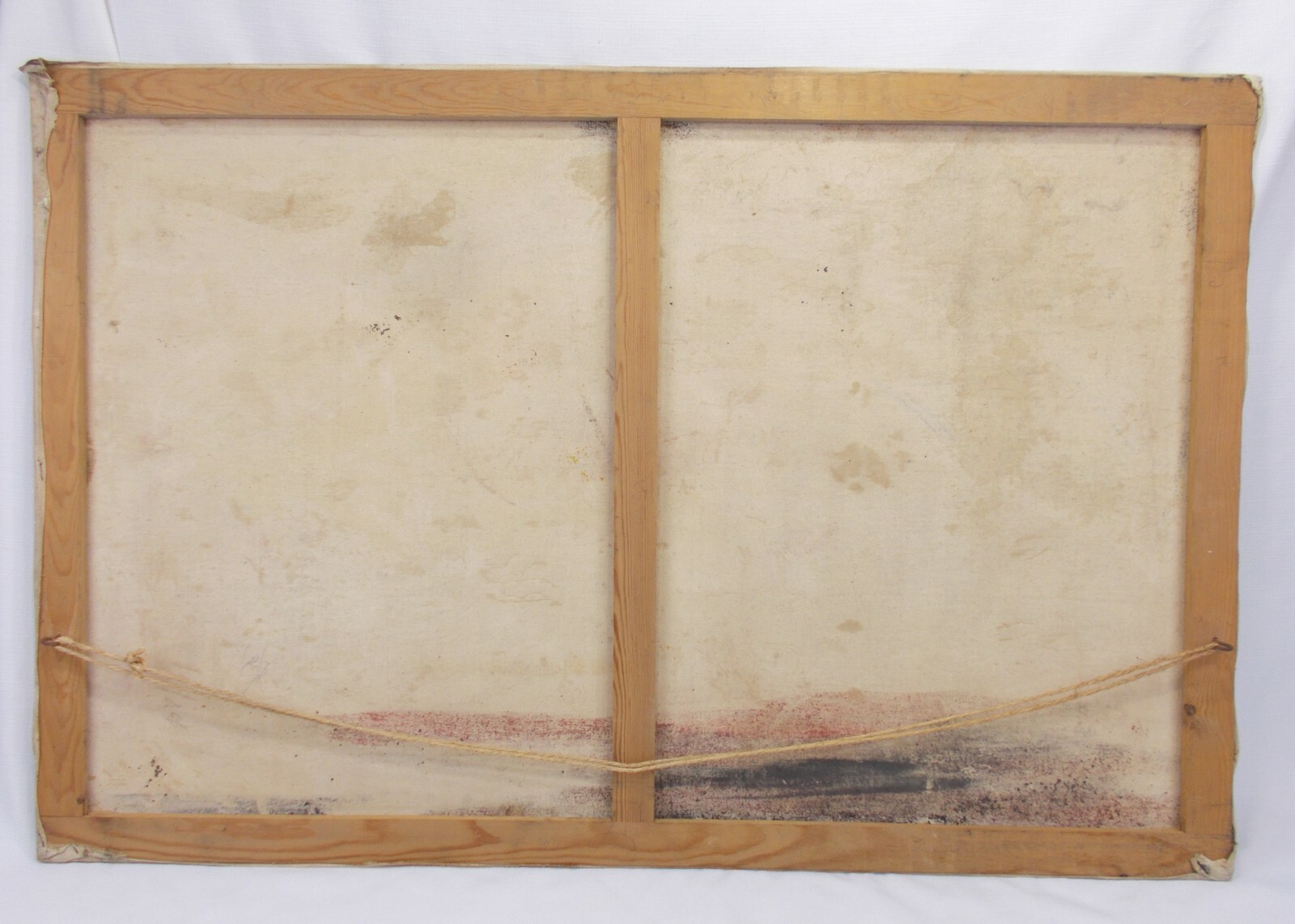 TAMBU 1960's Senegal African oil painting beach village sunset 43 x 28'