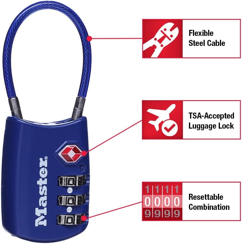 Master Lock Set Your Own Combination TSA Approved 4 Pack, Assorted Colors