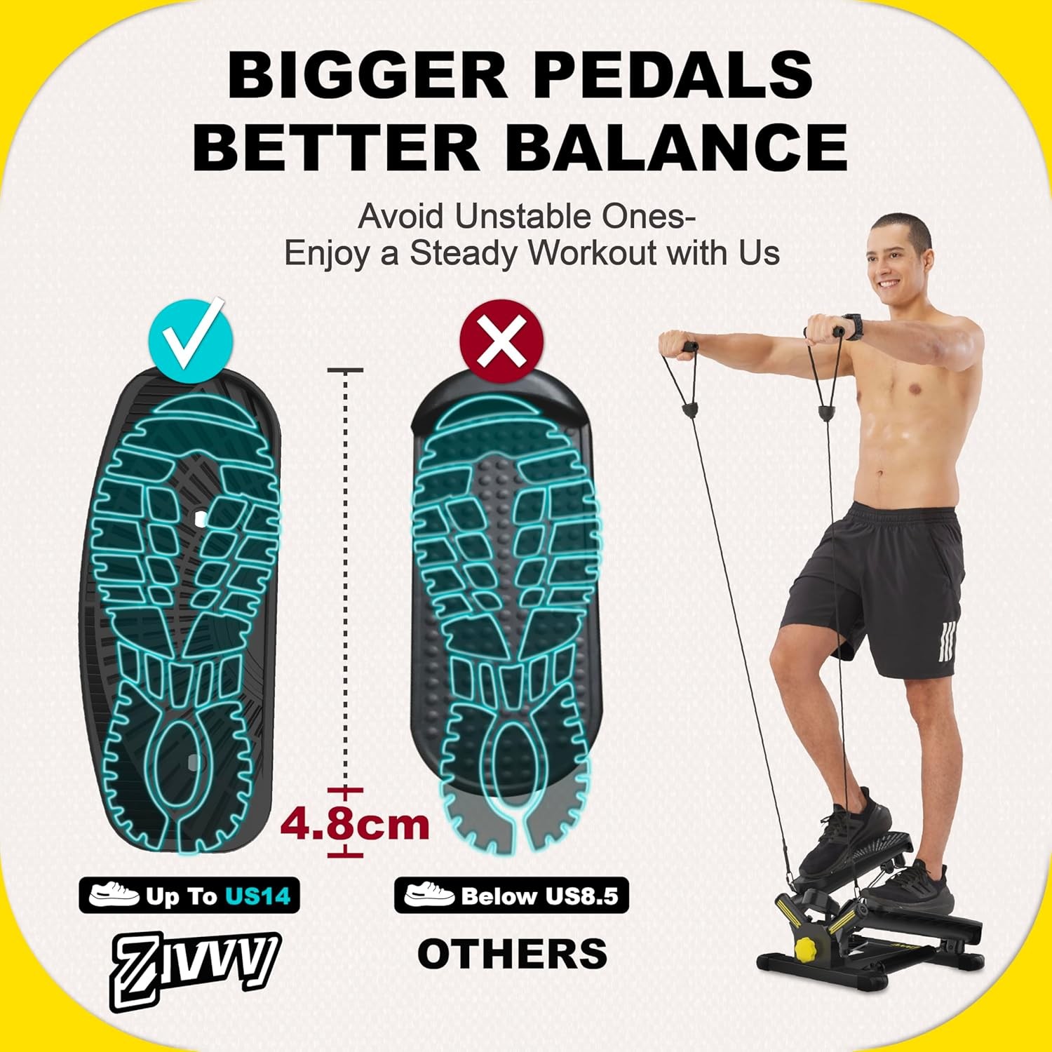 Twist Stepper with Resistance Bands, Stepper Machine with 300LBS Weight Capacity