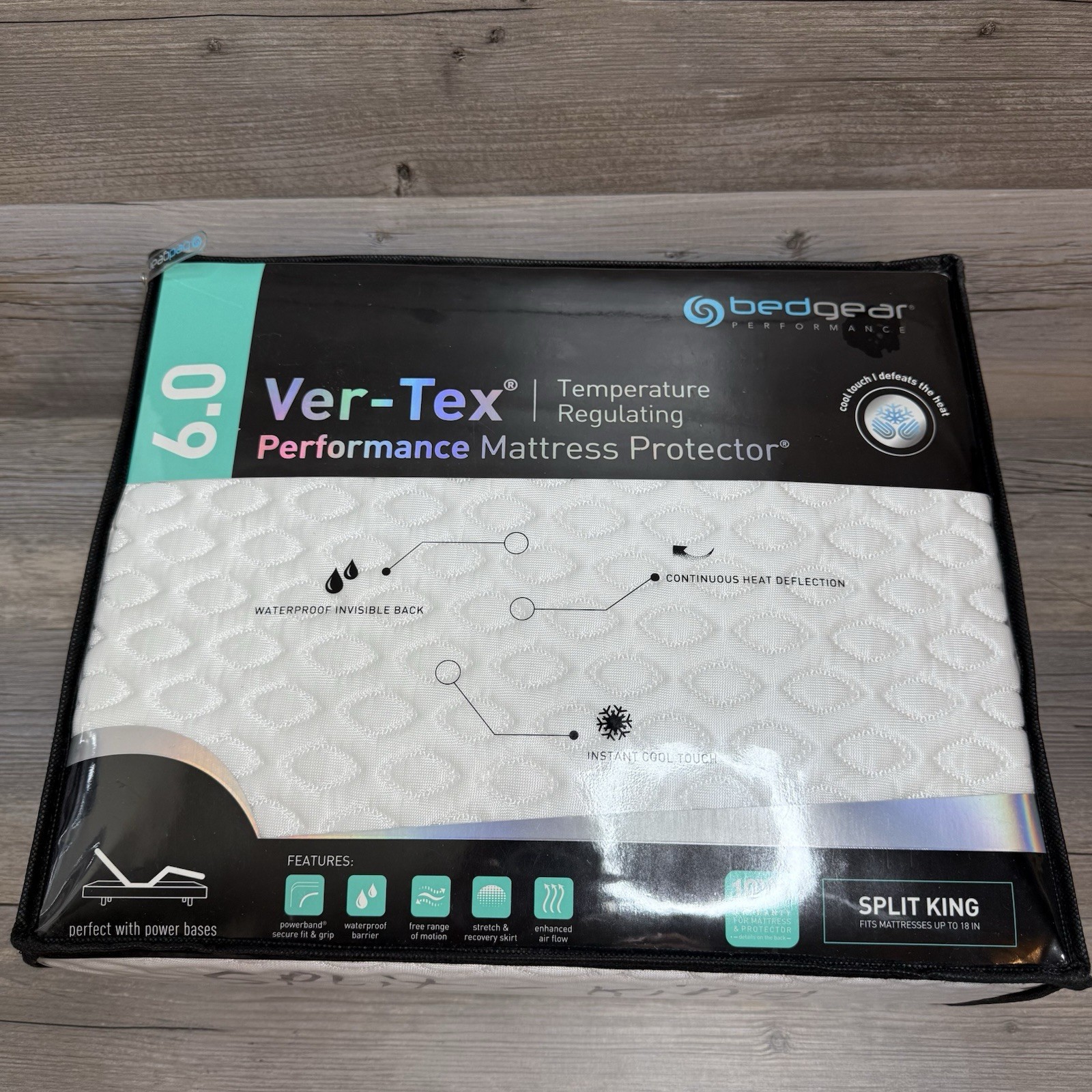 Bedgear Ver-Tex 6.0 Split King Performance Mattress Protector Cool Touch