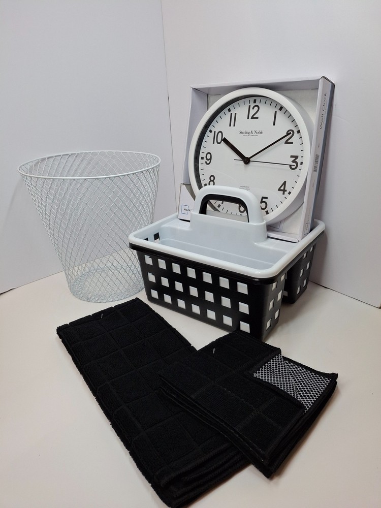 College Dorm Starter Kit – White Clock Edition | 6-Piece Essentials Bundle