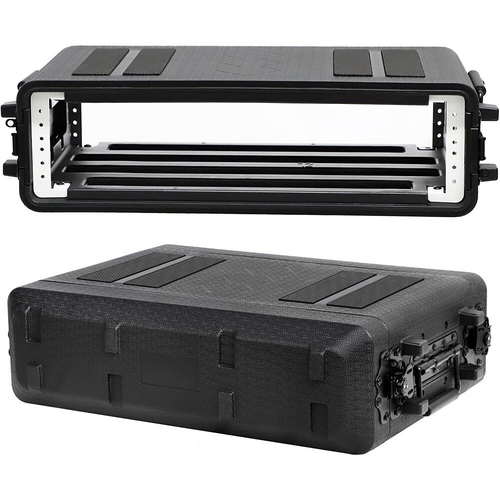 2U Rack Case 19" Solid Waterproof Dustproof Flight Case 2 Space Shock Mount Rack