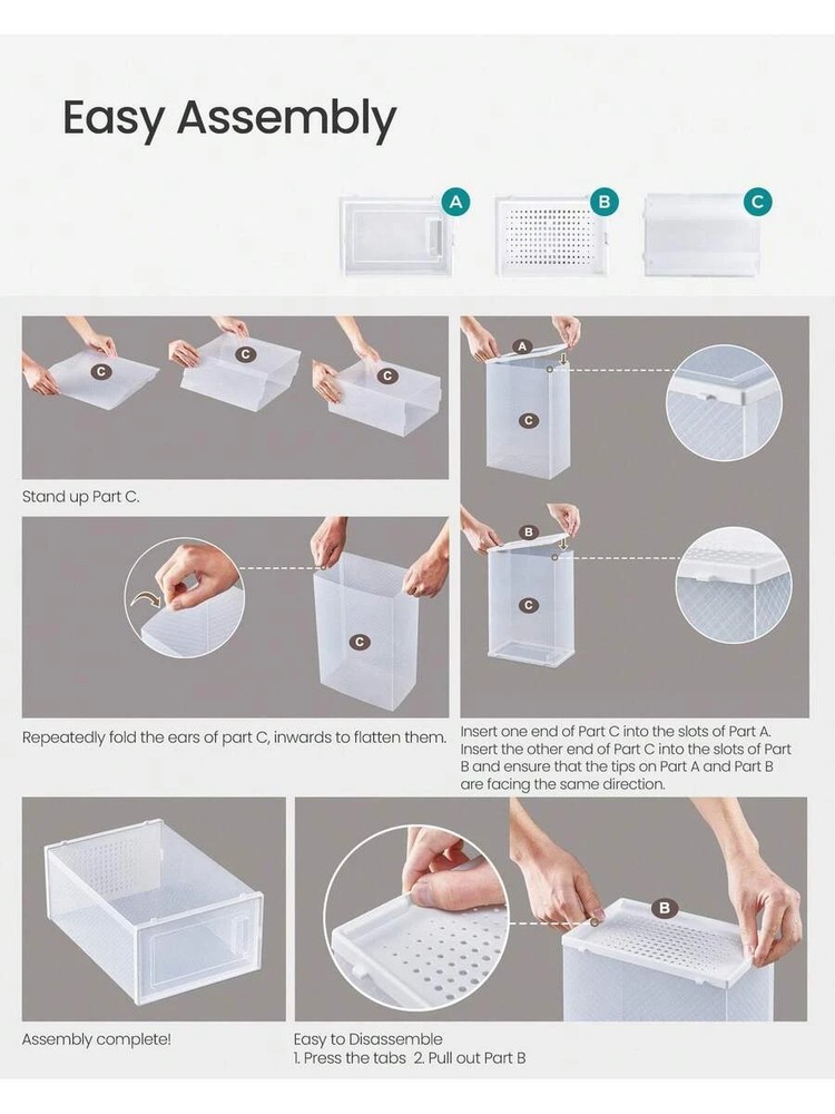 Shoe Boxes 12 Stackable Transparent Plastic Closet Storage Sneakers Fit
