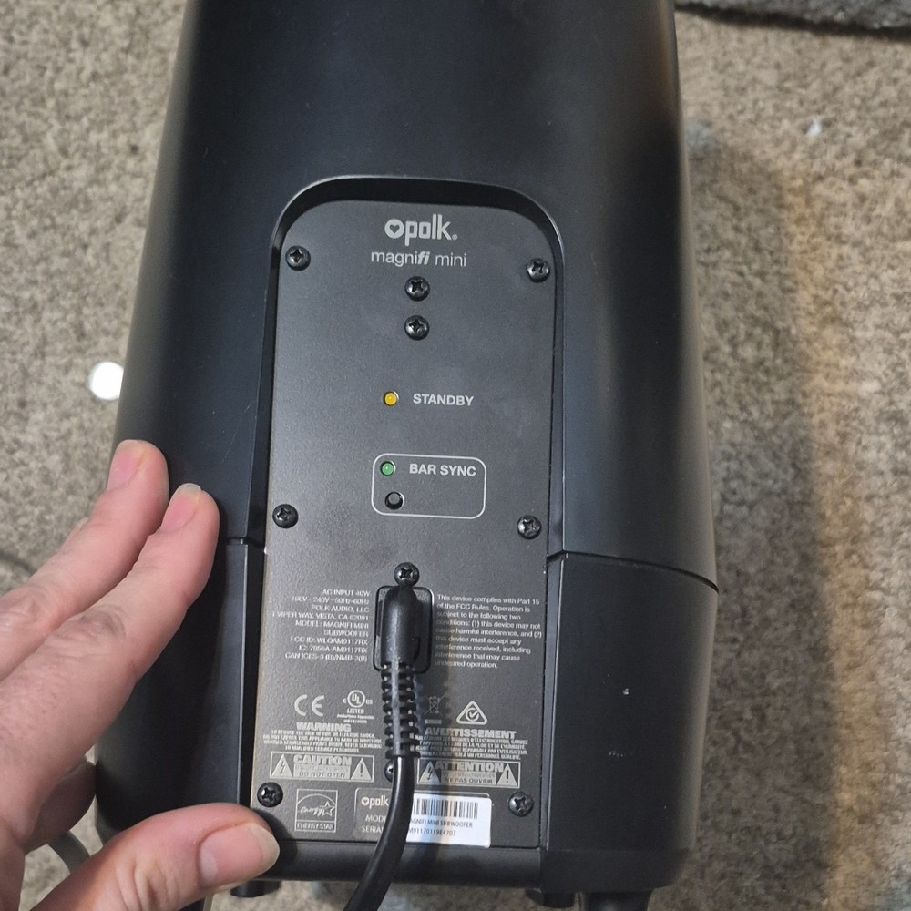 Polk MagniFi Mini Wired Subwoofer Black AM9114 Rectangular Plastic