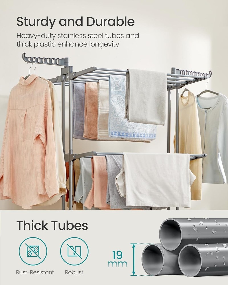 4 Tier Drying Rack, Foldable Drying Rack, Rolling Clothes Rack, Drying Racks