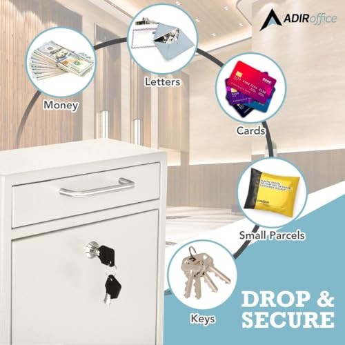 Wall Mount Mailbox - Mailbox with Lock and Keys- Durable Wall Medium White