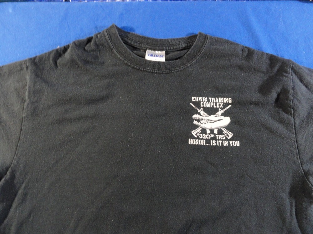 DISCONTINUED 320TH TRS ERWIN TRAINING COMPLEX UNIT TEAM SHIRT BLACK MEDIUM