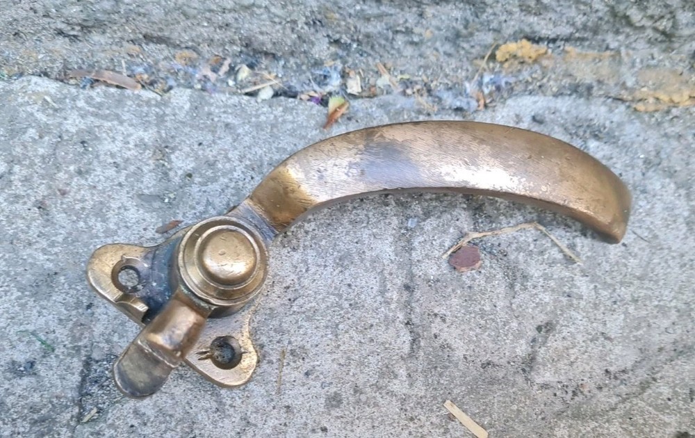 One Single Old Antique Brass Window Latch Handle