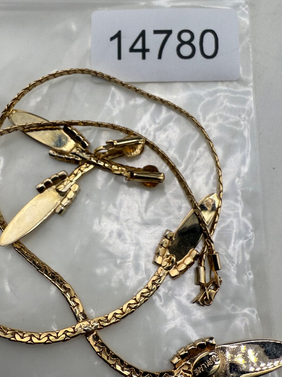 Vintage Park Lane Necklace Earring Set Clip Ons Gold Tone Rhinestone 17”