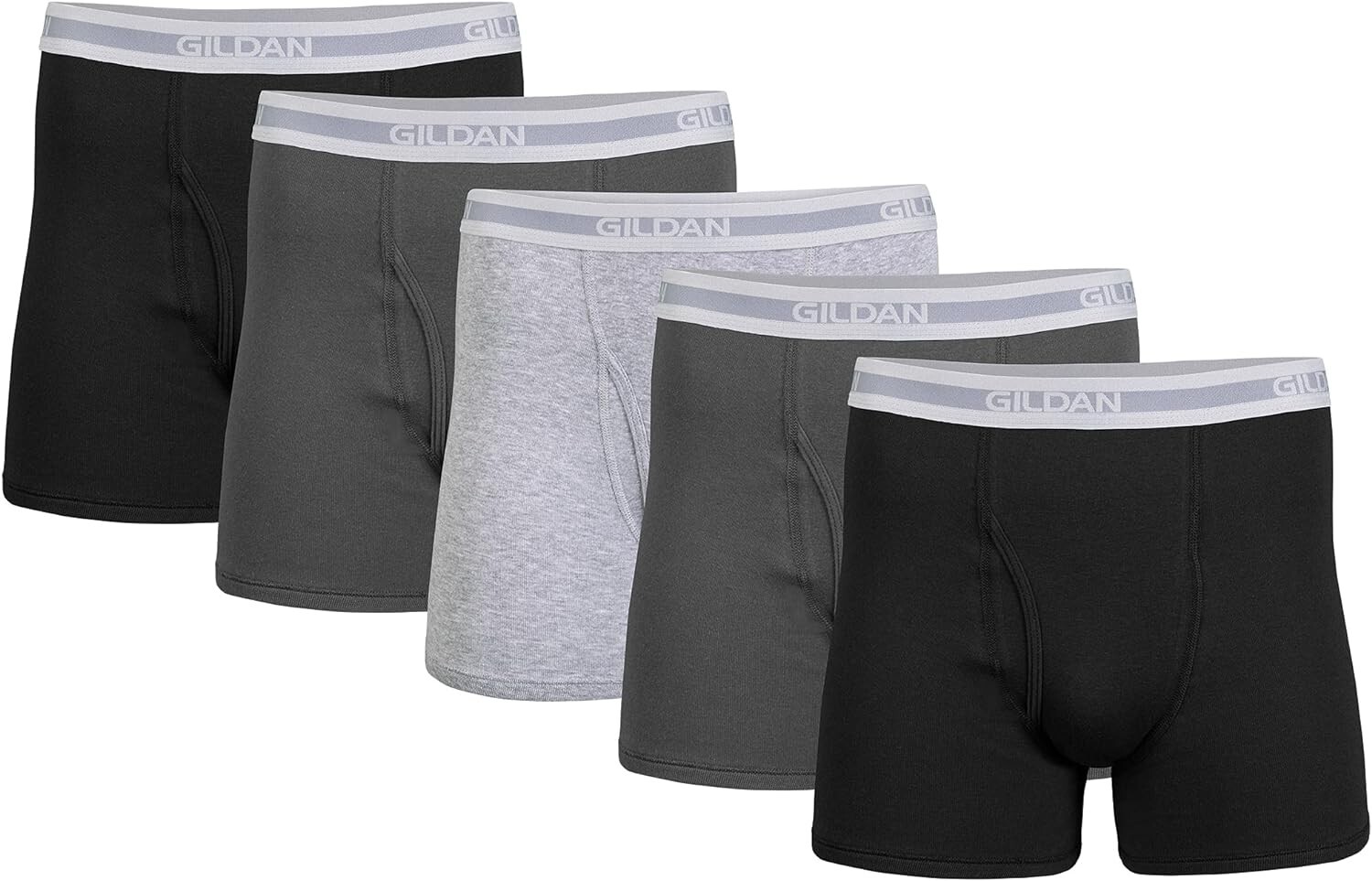 Gildan Boxer Briefs Mens (5 Pack) Classic Length Tag Free New (Assorted Colors)