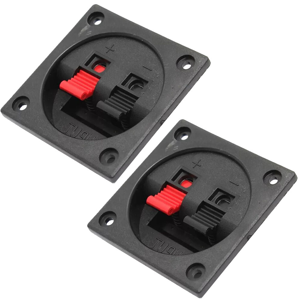 2PCS Subwoofer 2Wire Way Square Speaker Box Sub Push Spring Terminal Connector