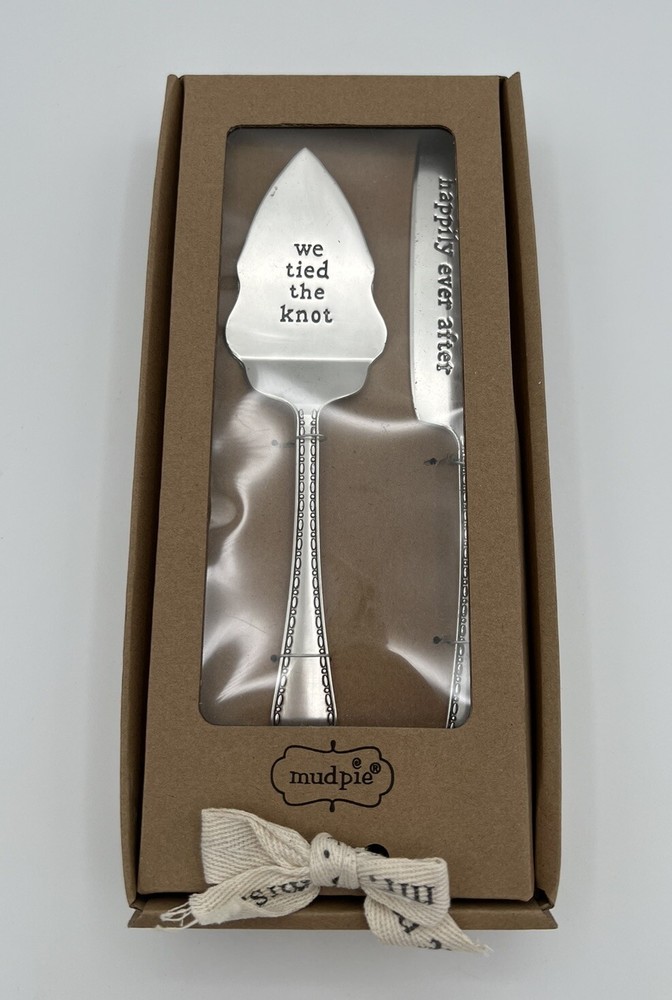 Mud Pie Silver 9" Boxed Wedding Cake Server Set 2021