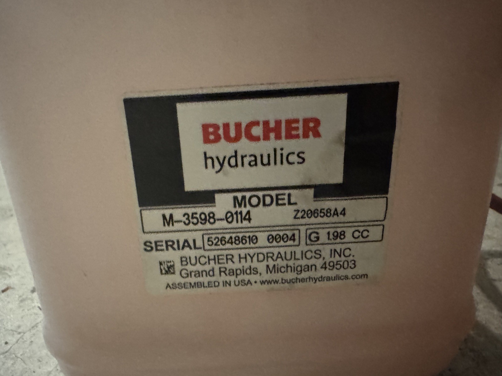 Bucher Hydraulics DC Power Unit 12 Volt Motor AMJ 4853 Part No. 50020500811120