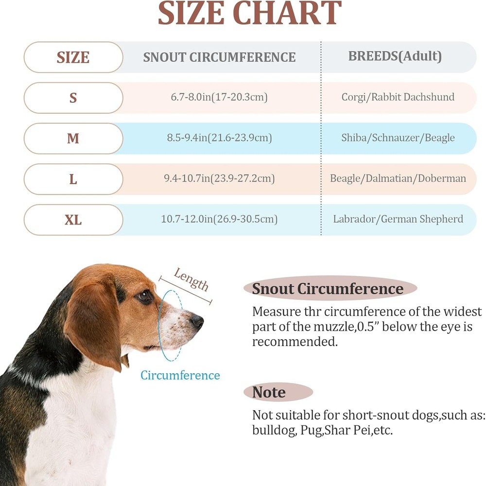 Dog Muzzle Small Large Dogs Soft Nylon Basket Muzzle W/ Adjustable Strap