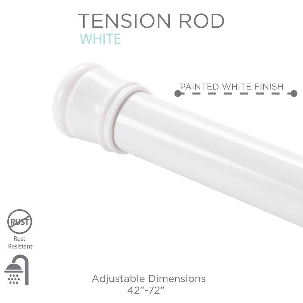 42 - 72 in. Spring Tension Shower Curtain Rod, White, Adjustable