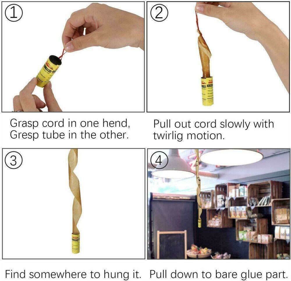 8/16 Rolls Insect Bug Fly Glue Paper Catcher Sticky Flies Trap Ribbon Tape Strip