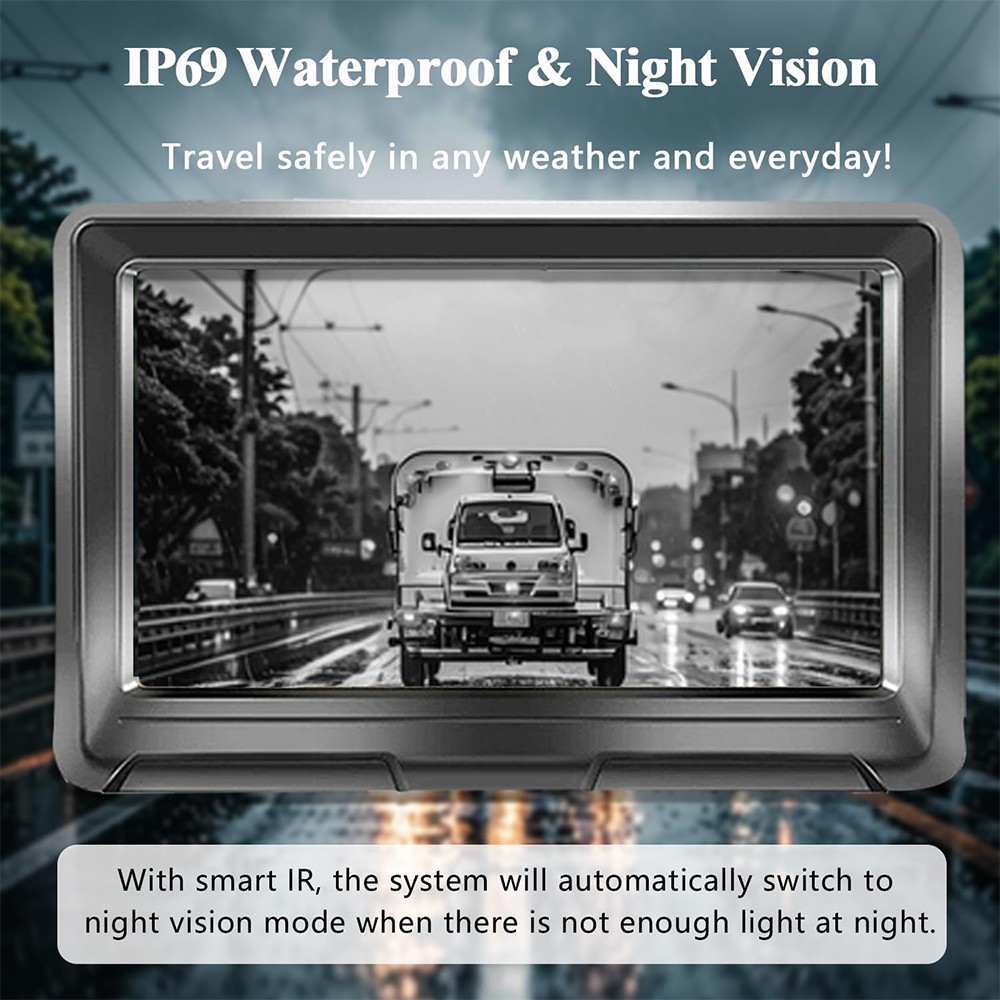 5" Monitor 1080P Solar Magnetic Wireless RV Backup Camera for Car Trailer Truck