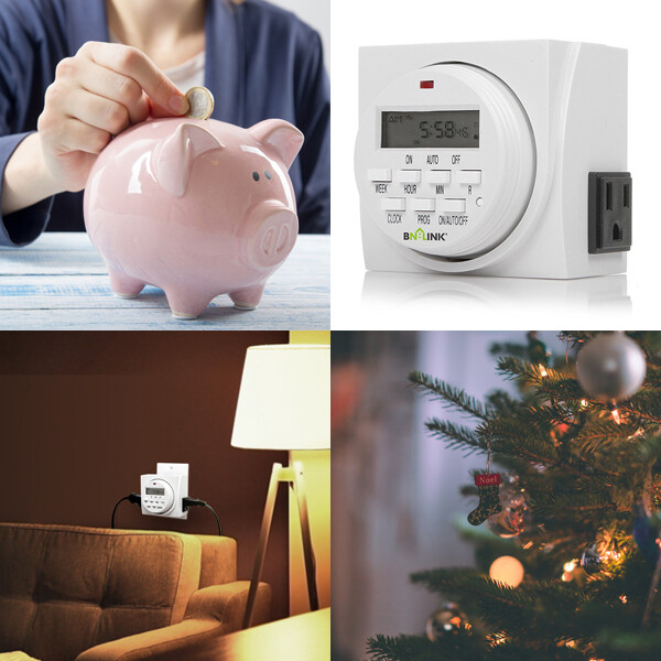 BN-LINK 7Day Heavy Duty Digital LCD Programmable Timer Dual Outlet Plug In Clock