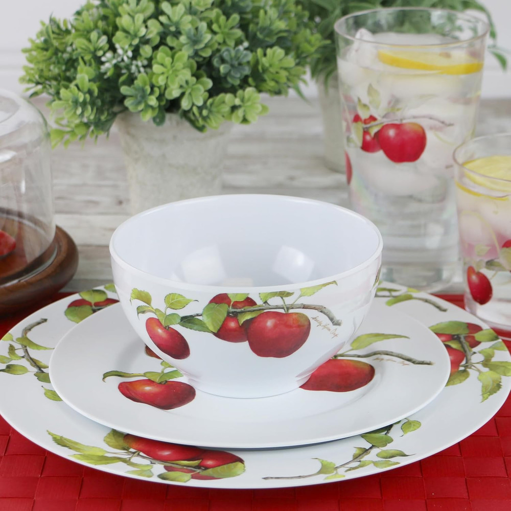 , 12Pc Melamine Dinnerware Set, Lightweight Plastic Dinner Plate, Salad, Bowl Se