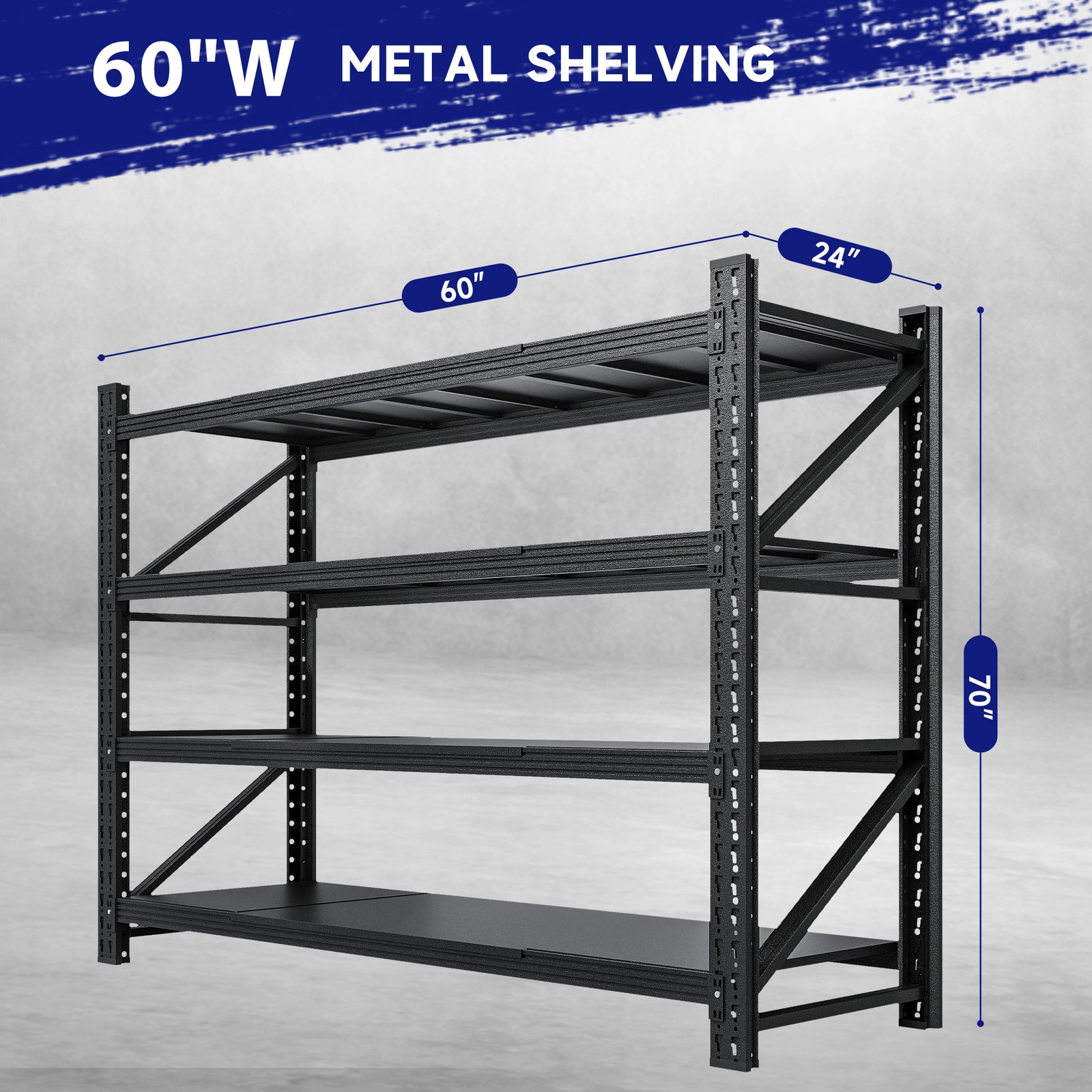 5000LBS Heavy Duty Garage Shelving Units, 60" W Metal Storage Rack for Home