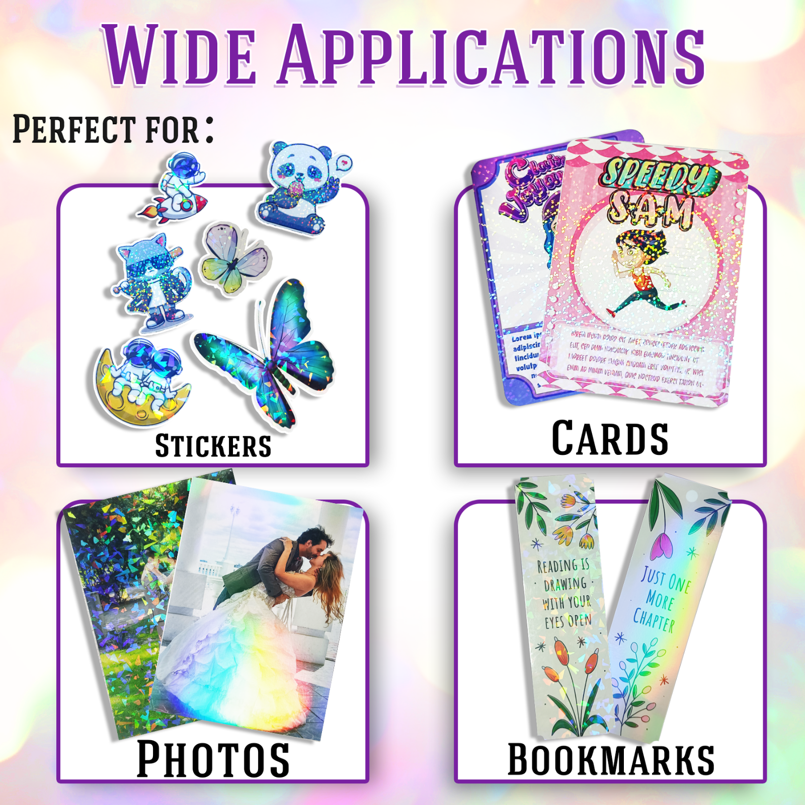 20PK Koala Holographic Clear Self-adhesive Laminting Sheets A4 Sticker Overlay