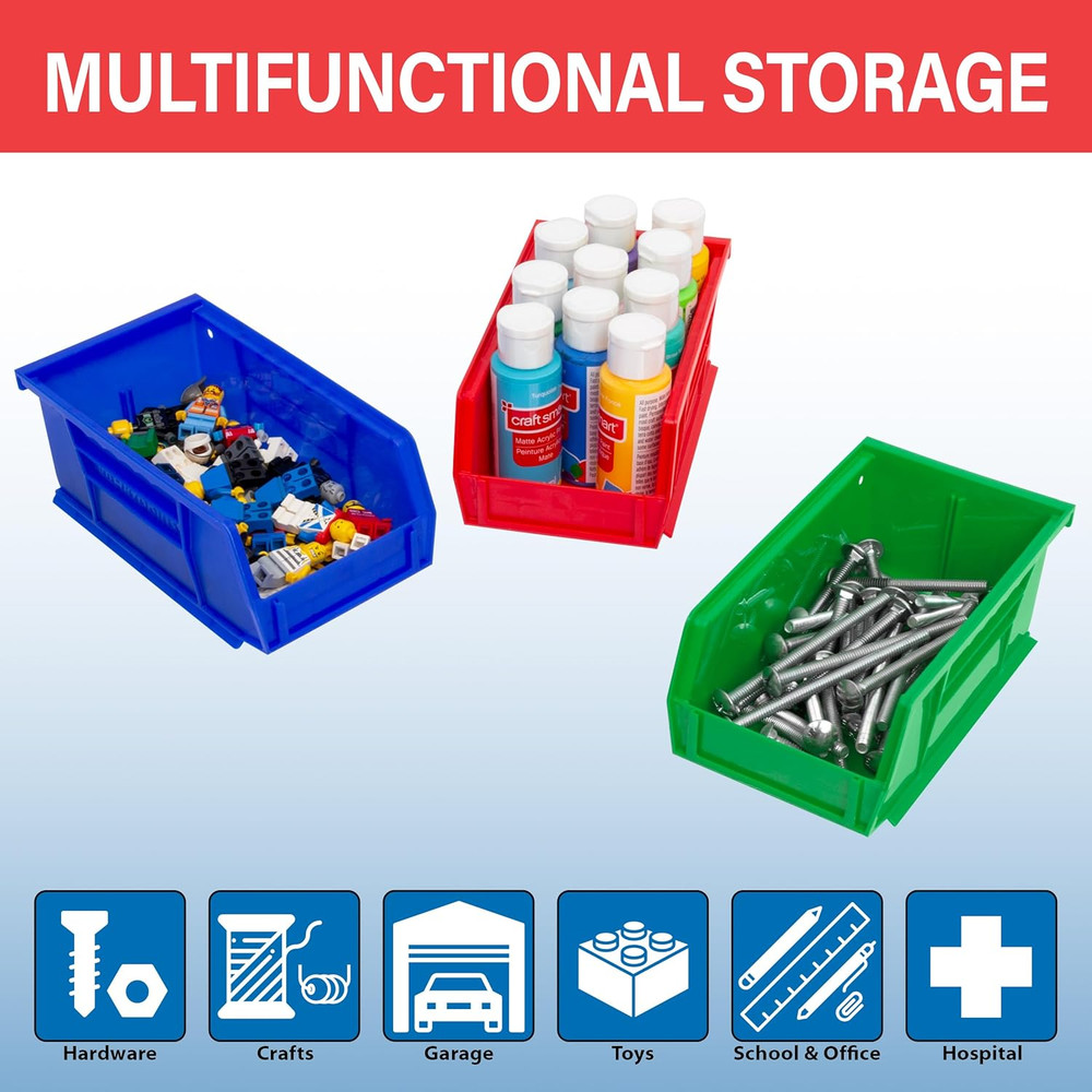 30220 Akrobins Plastic Storage Bins, Space-Saving Stackable Bins for Garage, Pan
