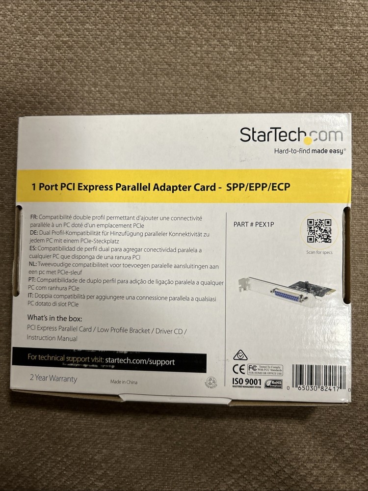 NEW Startech.com 1 Port PCI Express Parallel Adapter Card PEX1P