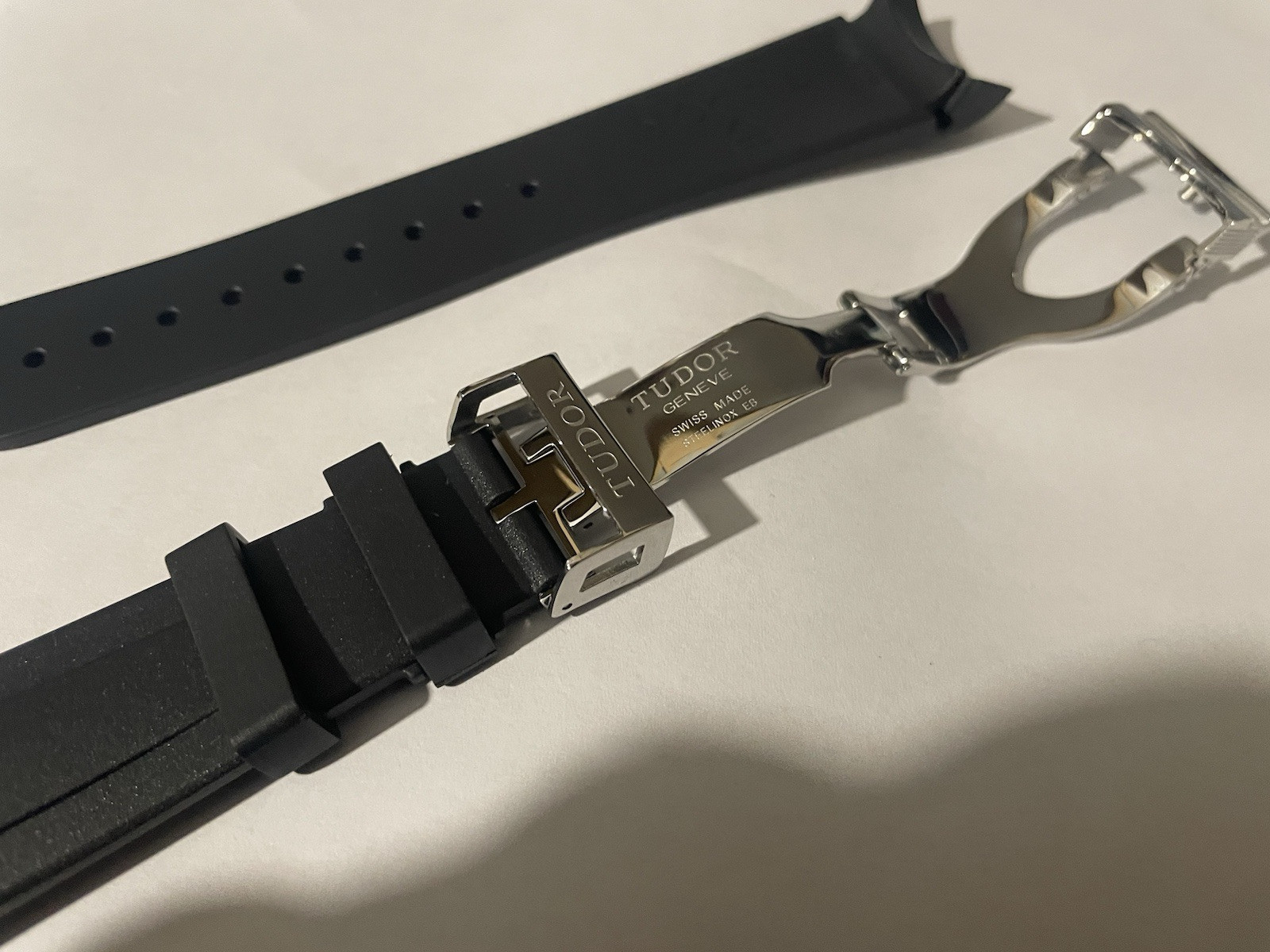 Tudor 22mm Black Rubber Watch Strap Band Fits Black Bay Watches Curved Lugs