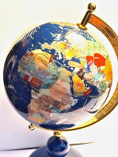 Desktop Globe Dark Blue Lapis Luzuli & Gemstone 11"