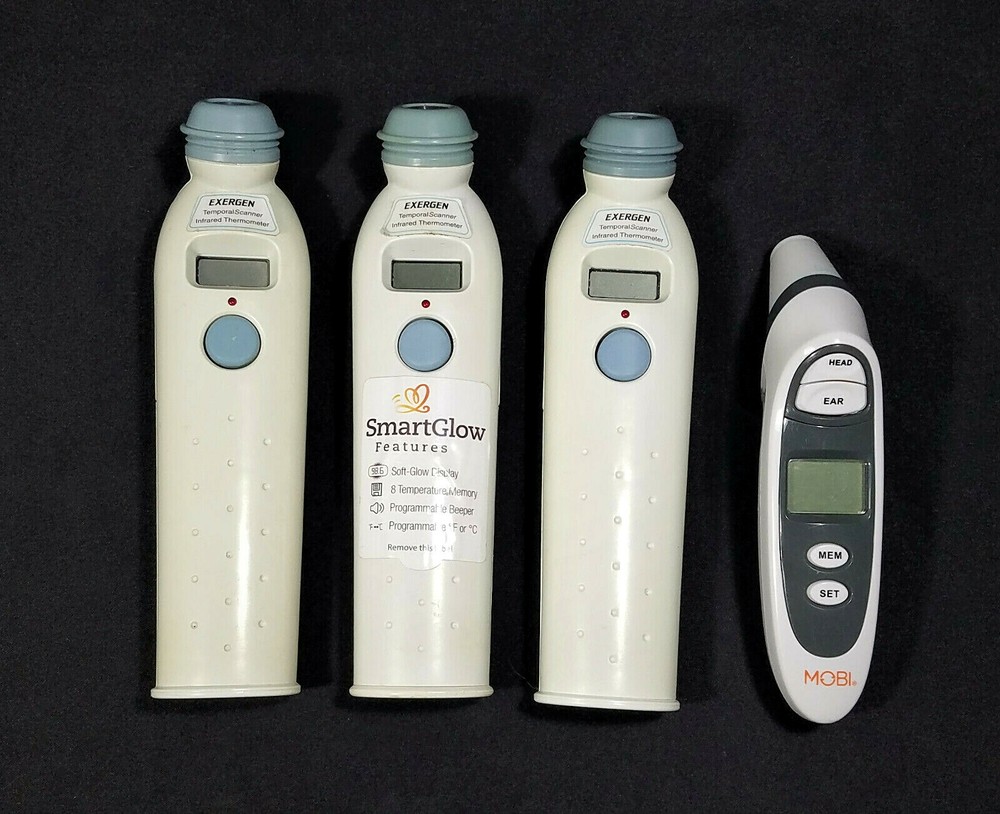 Exergen Temporal Artery Thermometer & Mobi Ear & Forehead Labeled Units