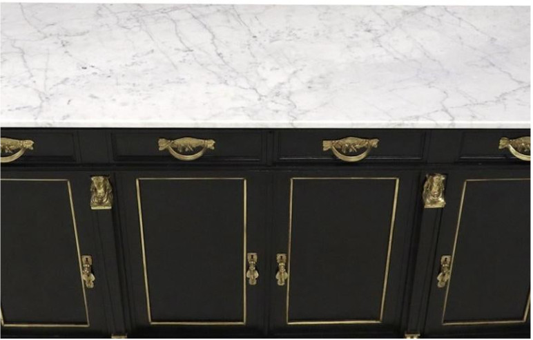 Empire Buffet with Marble Top and original Brass Hardware