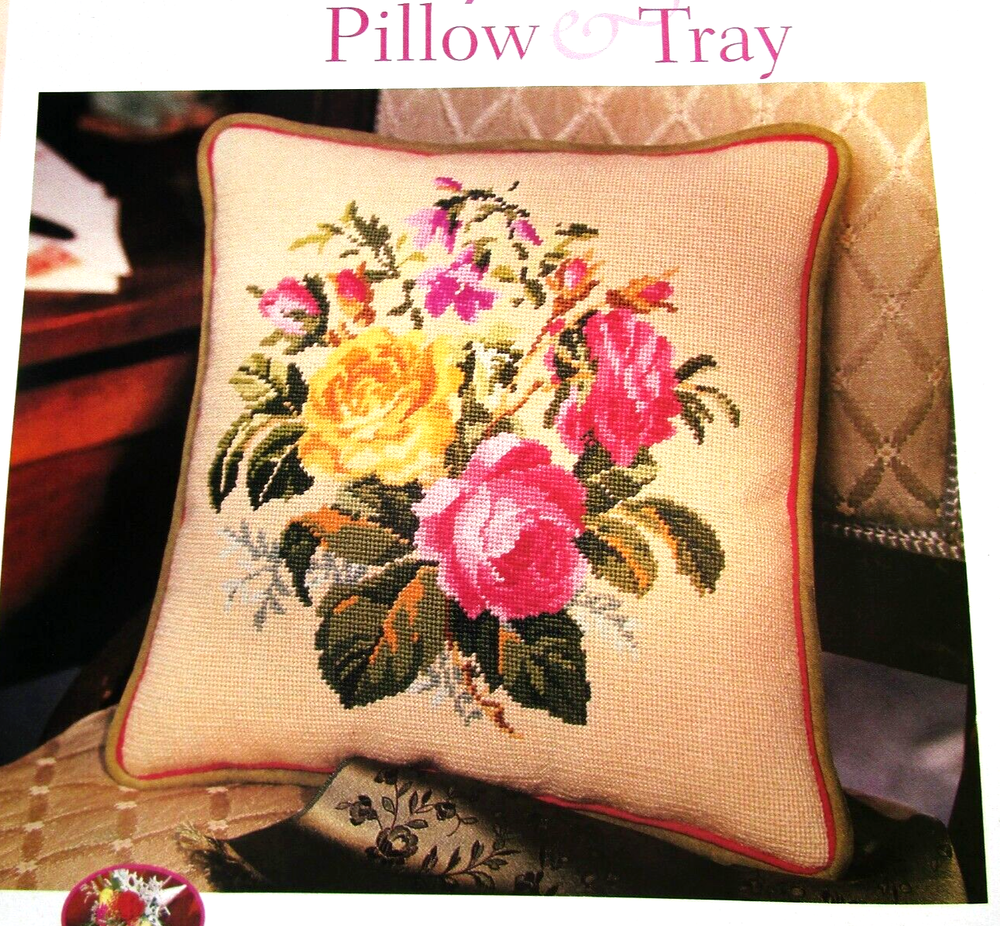 Intertwined Squares Sampler Rose Bouquet Pillow Design CROSS STITCH PATTERNS